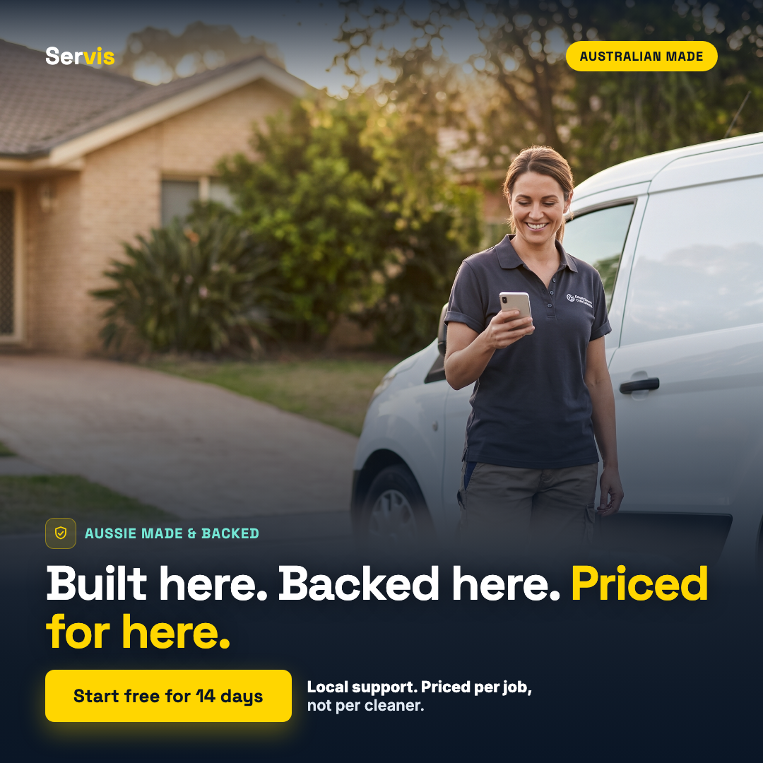 Servis Facebook ad: Built for Australian cleaning businesses.