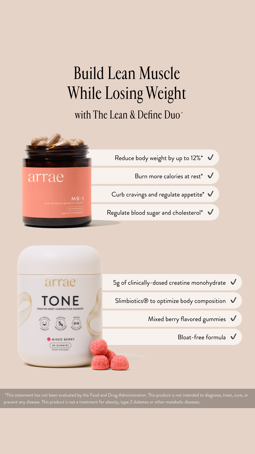 Arrae Facebook ad: 10% OFF Lean & Define Duo