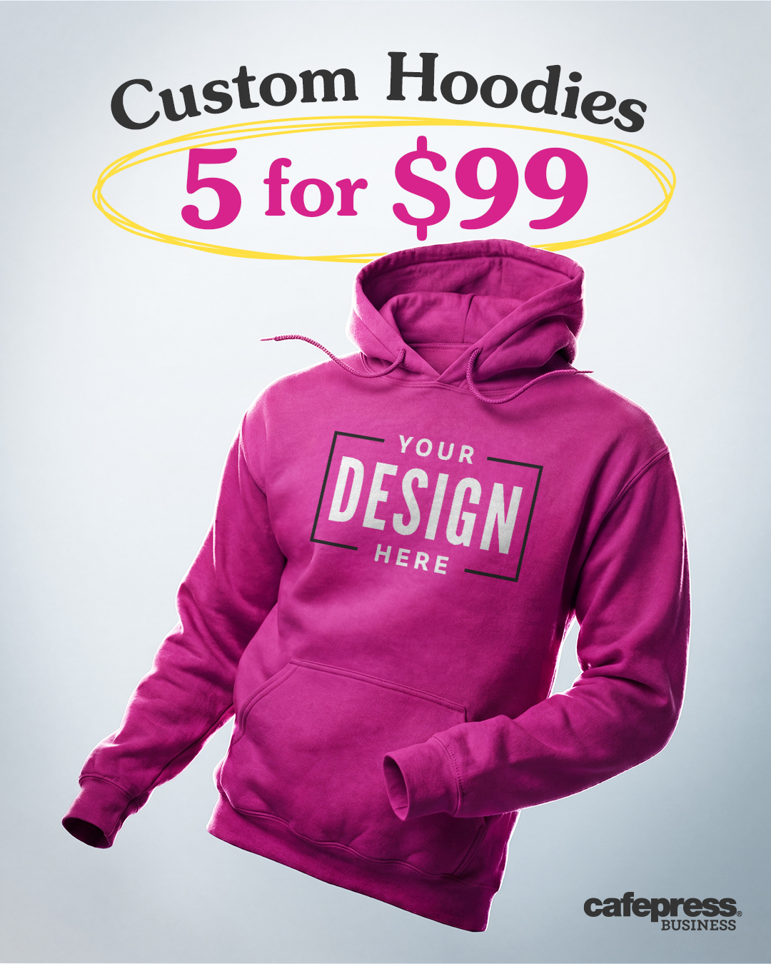 CafePress Facebook ad: 5 Custom Heavyweight Hoodie $99