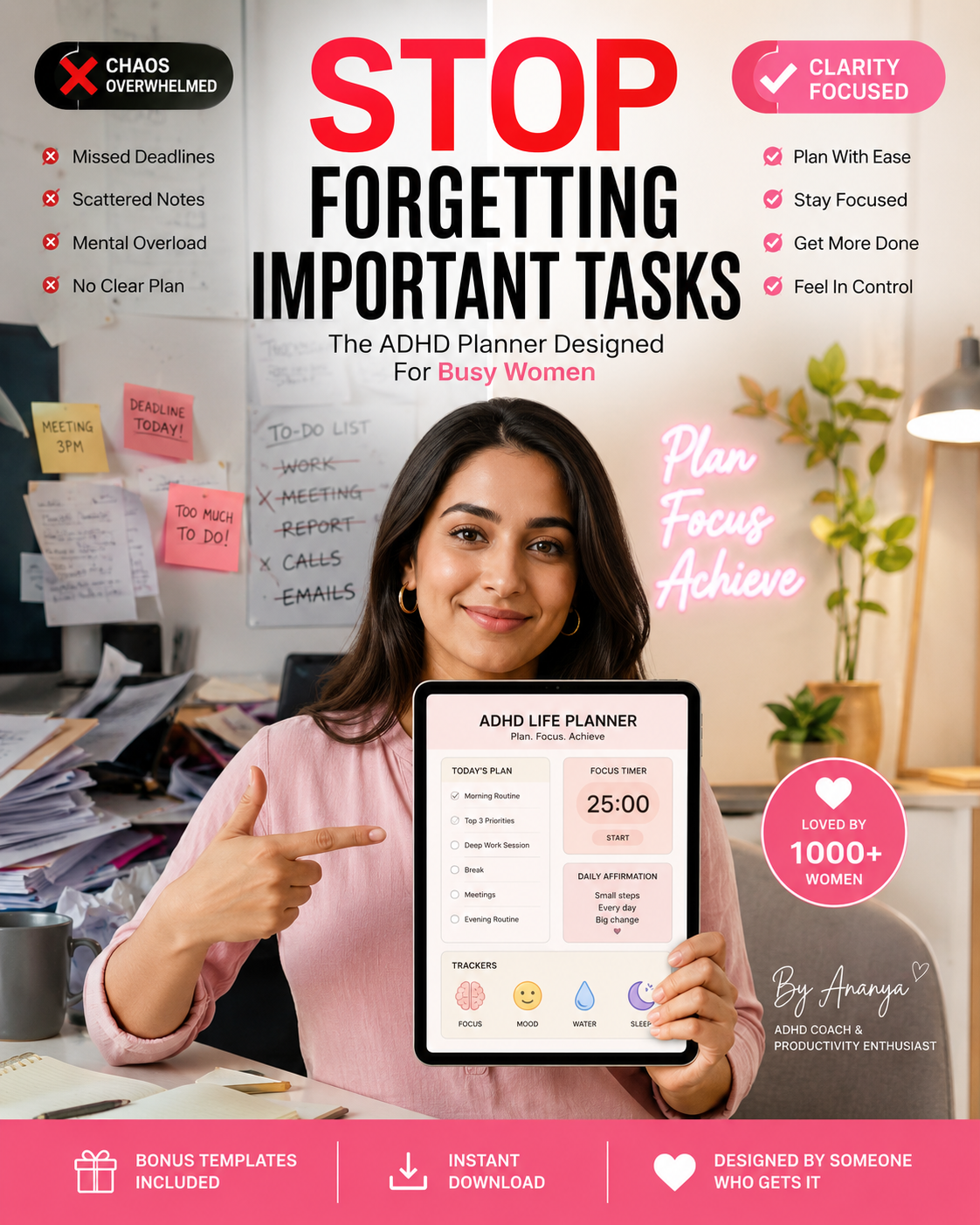 Digital planner Facebook ad: Finally Feel Organized Again