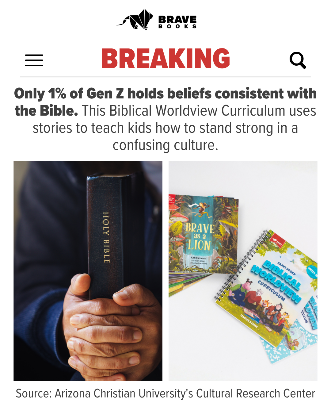 BRAVE Books Facebook ad