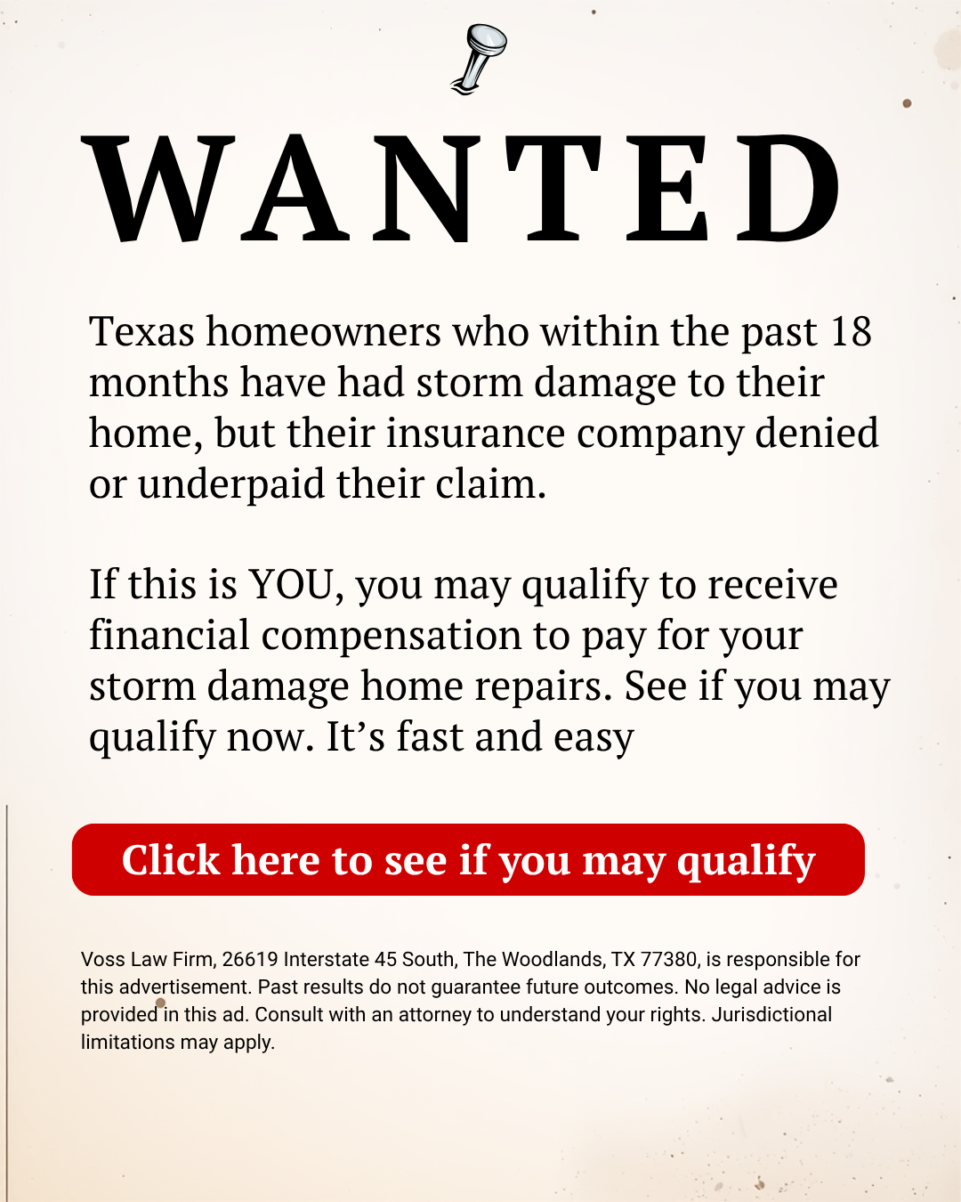 The Geisheker Group, Inc. Facebook ad: Denied Storm Damage Claim? Get a Free Claim Review