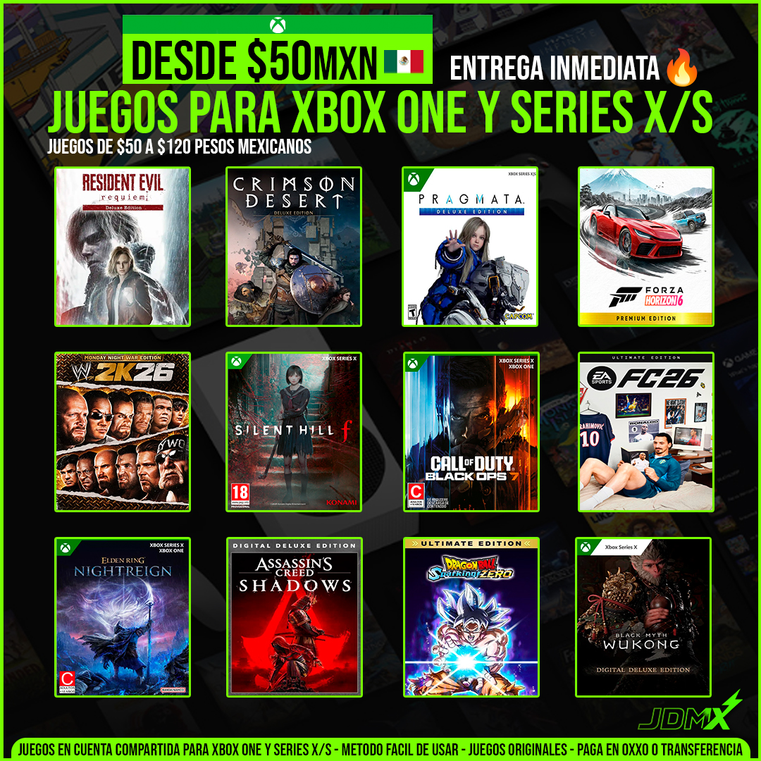 Juegos Digitales México Facebook ad: ¡ESTRENA JUEGOS PARA TU XBOX DESDE $50 MXN!