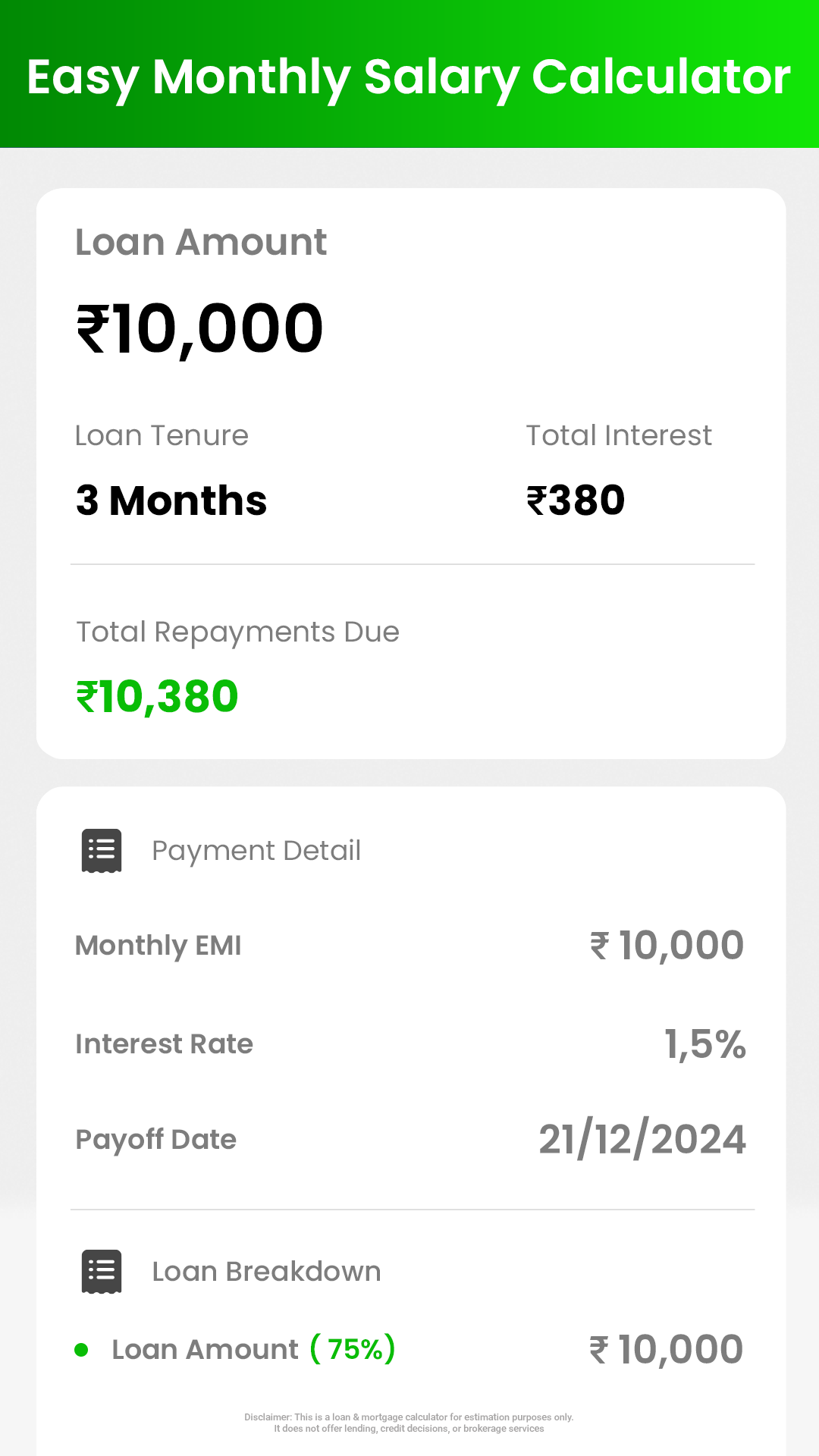 Calculator for Everyone Facebook ad: Personal EMI Loan Calculator