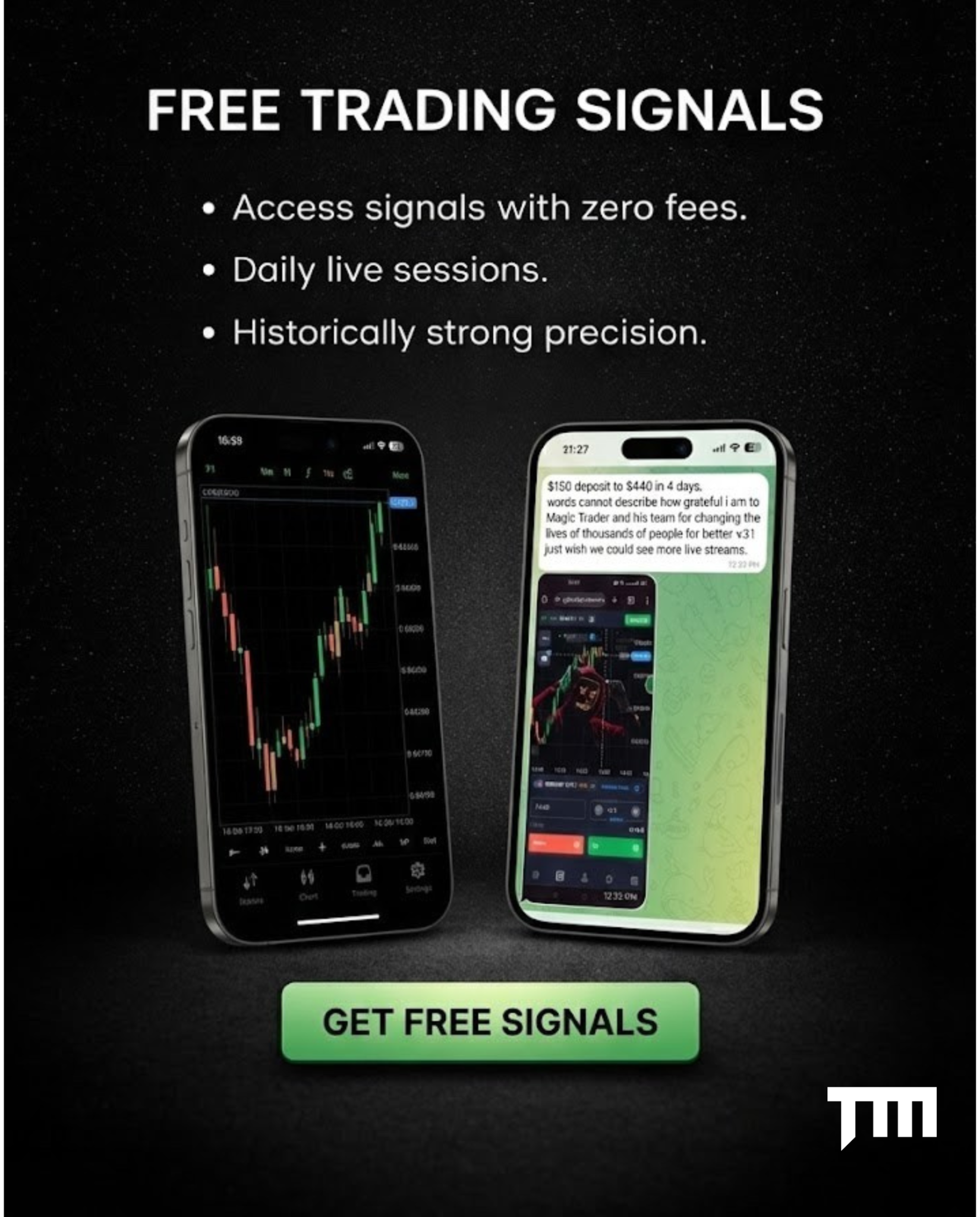 Magic Trader - Progress Facebook ad: 100% Free Signal Channel