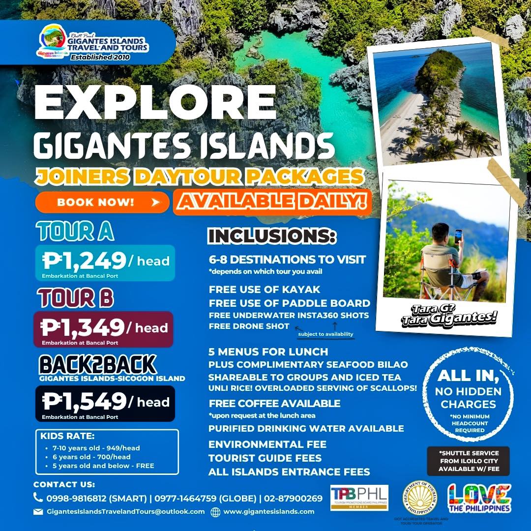 Gigantes Islands Travel and Tours Facebook ad: To continue providing safe and reliable tours, we…