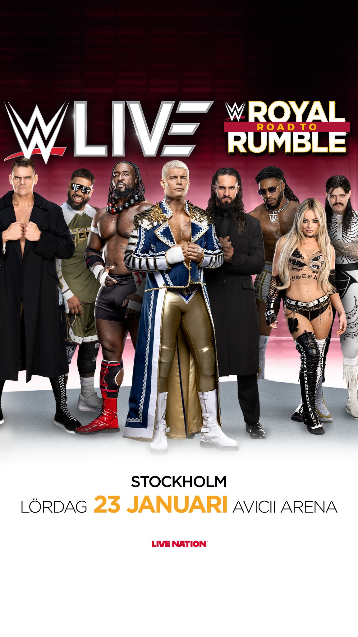 Live Nation Sweden Facebook ad: WWE: Road to Royal Rumble | 23 jan | Avicii Arena