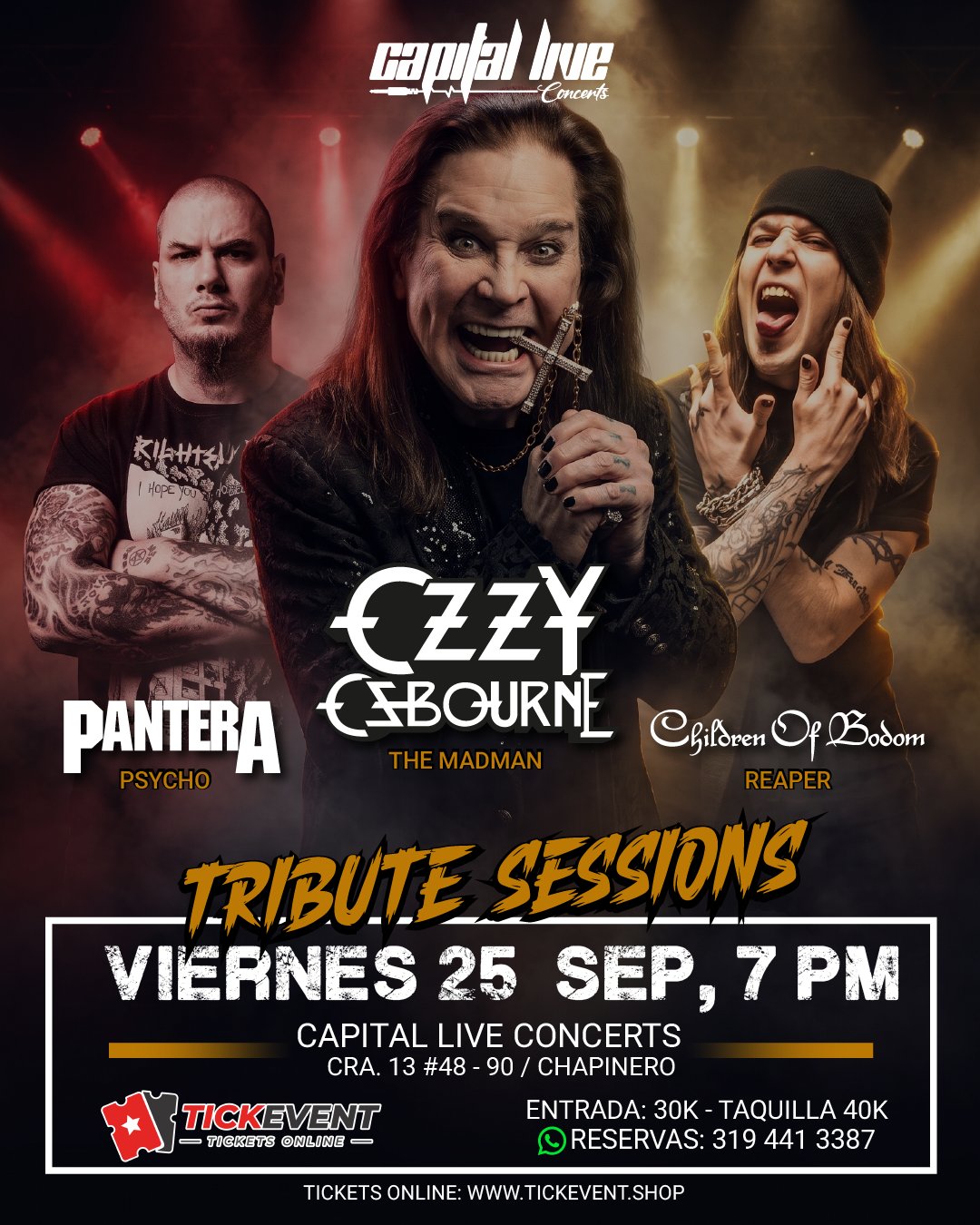 Relevent Music hall Facebook ad: Ozzy · Pantera · Bodom