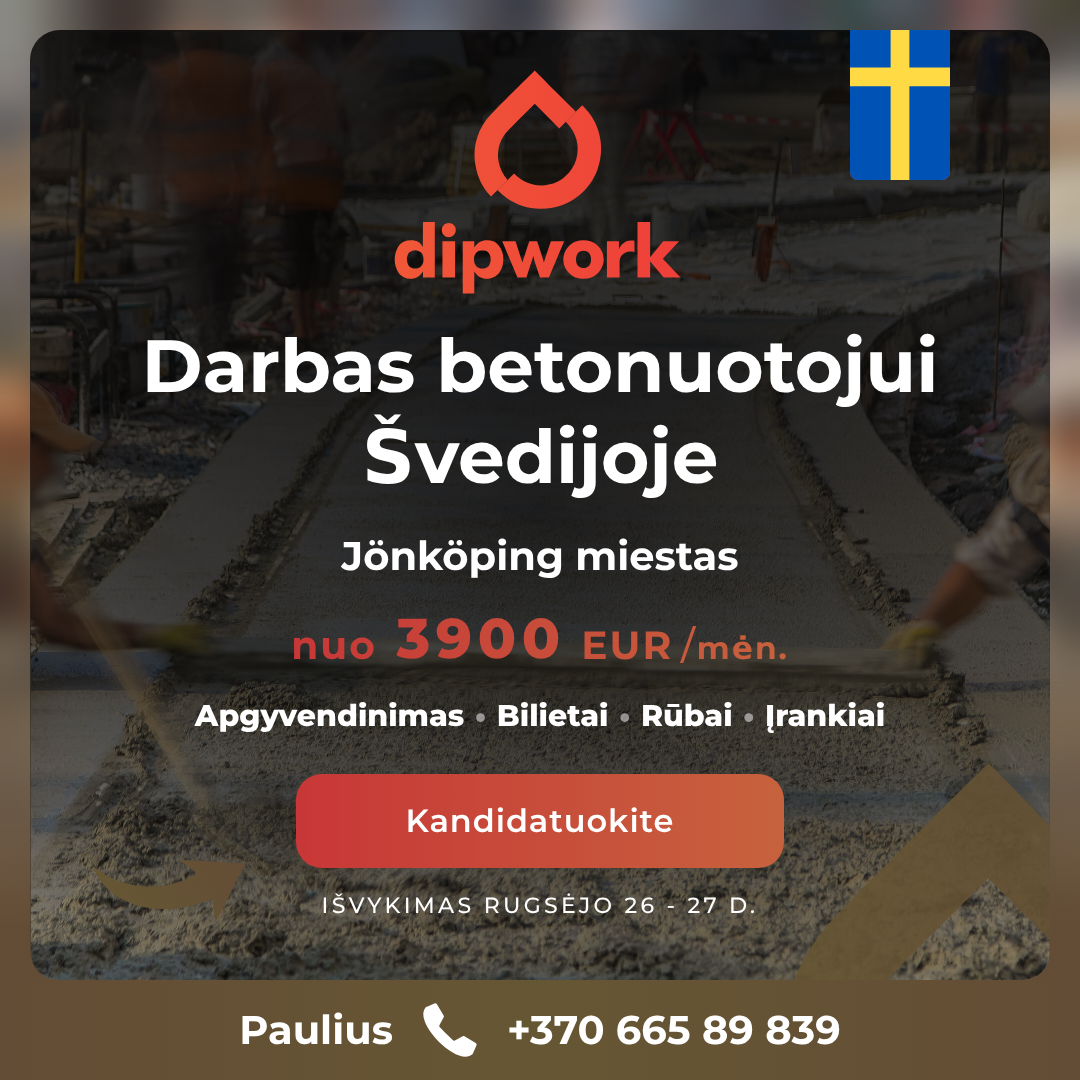 Dipwork Lietuva Facebook ad: Atlyginimas nuo 3900 EUR/mėn.