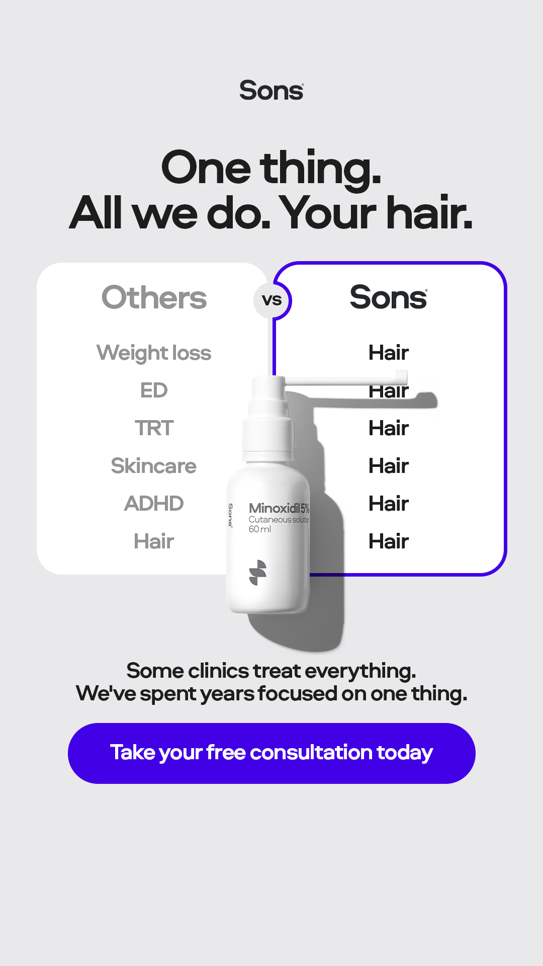 Sons Facebook ad: Your hairline. Your call.