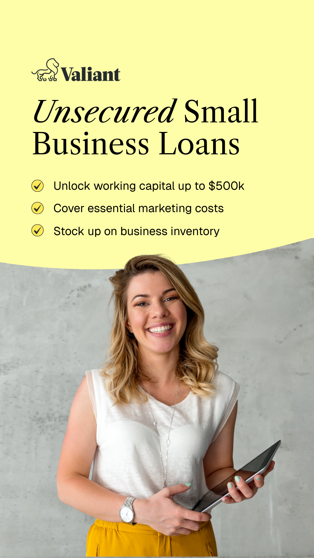Valiant Business Loans Facebook ad