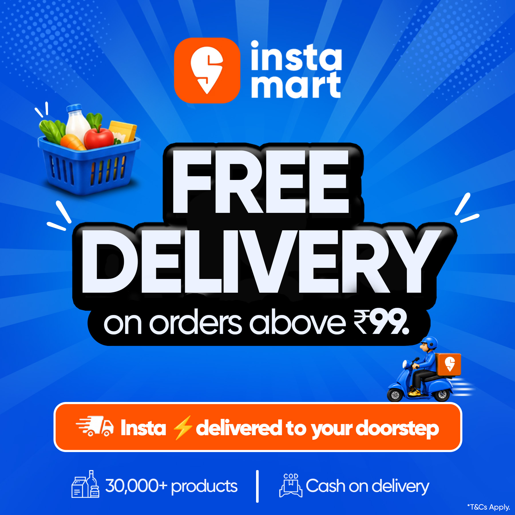Swiggy Instamart Facebook ad: Free Delivery