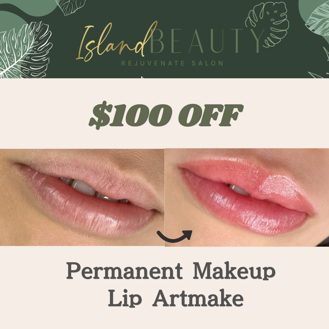 Salon Island Beauty Facebook ad: Perfect Lips and Brows by Mai or Mao, $100 OFF