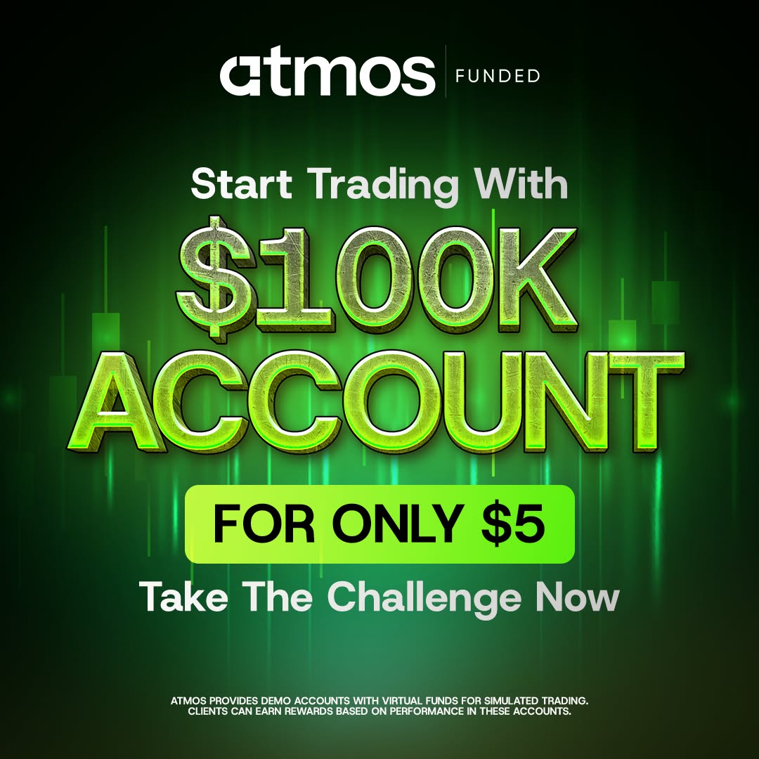 Atmos Funded Facebook ad: Trade for $100K, Start at $5