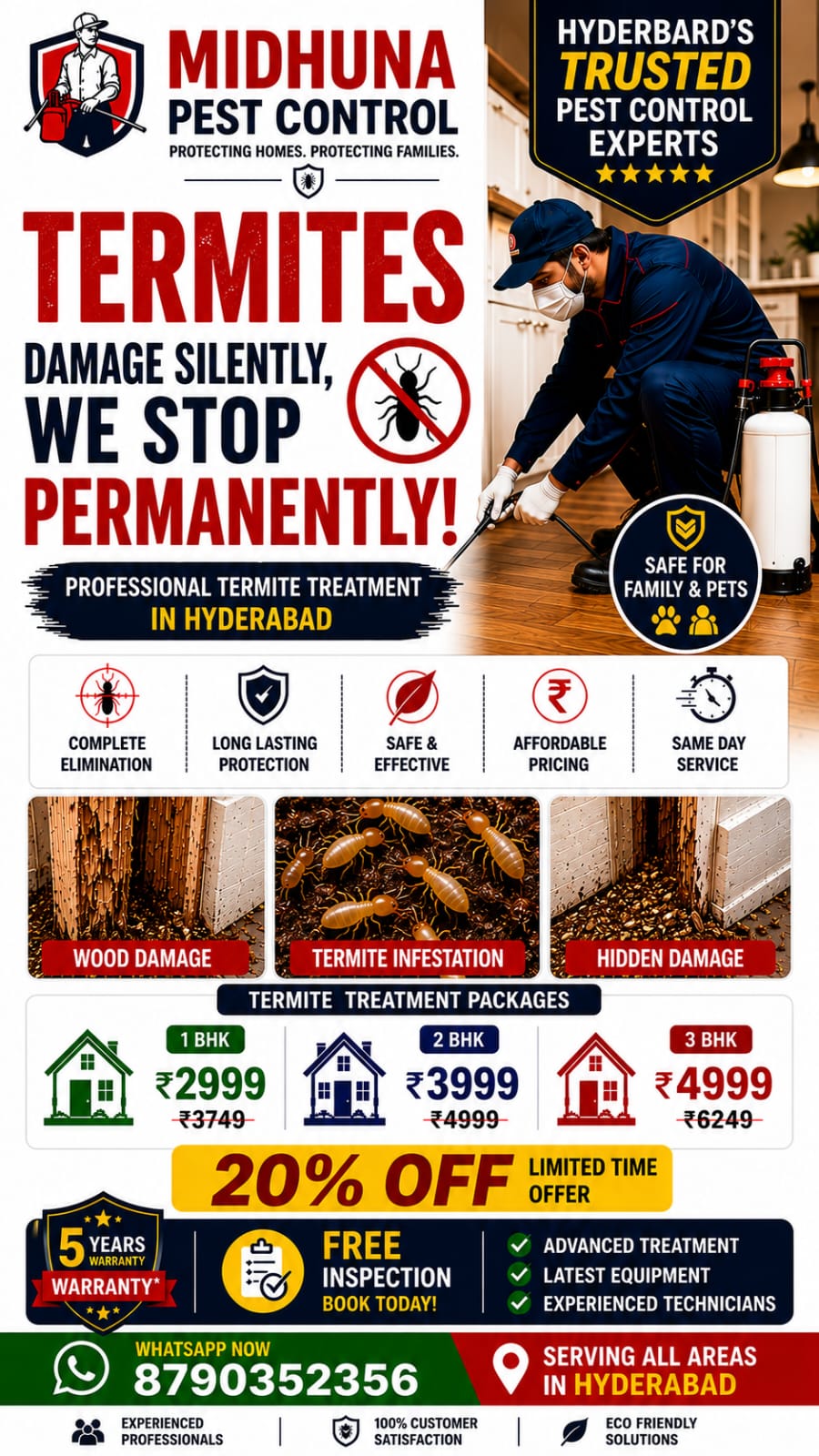 Midhuna Pest Control Services Hyderabad Facebook ad: Termites Eating Your Furniture Silently?
