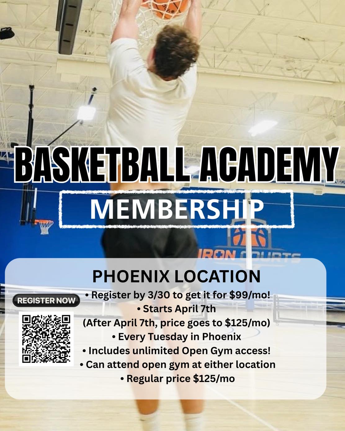 Iron Courts Facebook ad: Sign up for our Basketball Academy Membership for…