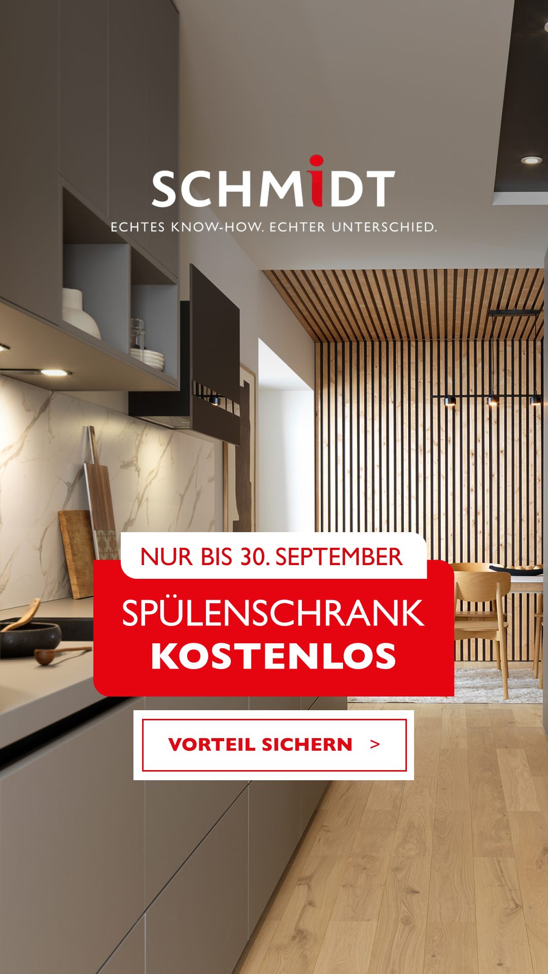 Schmidt Deutschland Facebook ad: Kostenloser Spülenschrank im September