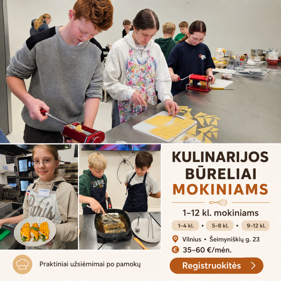 Gastro klasė Facebook ad: Kulinarijos būrelis vaikams Vilniuje