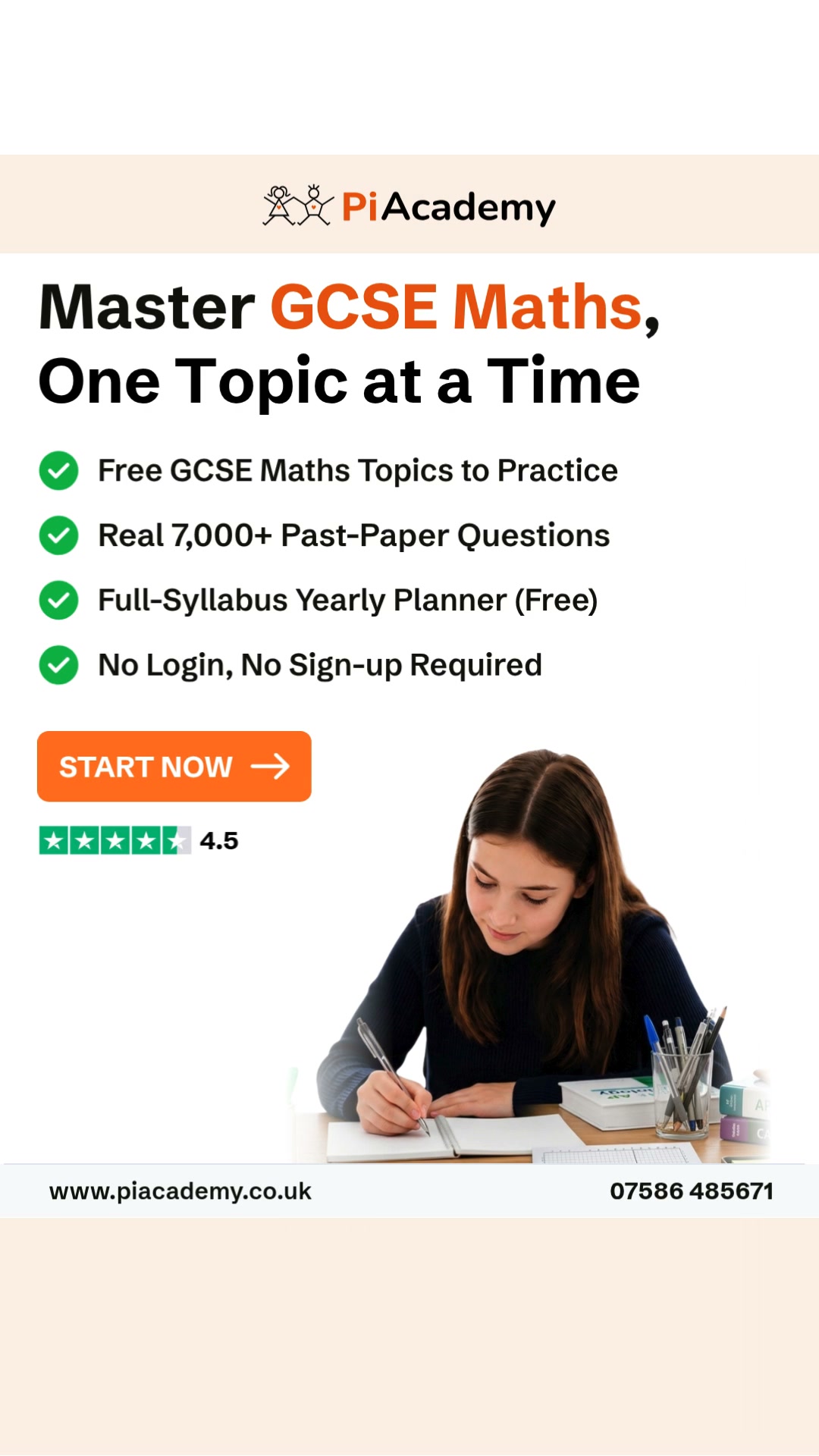 PiAcademy Facebook ad: 7,000+ Free GCSE Maths Questions