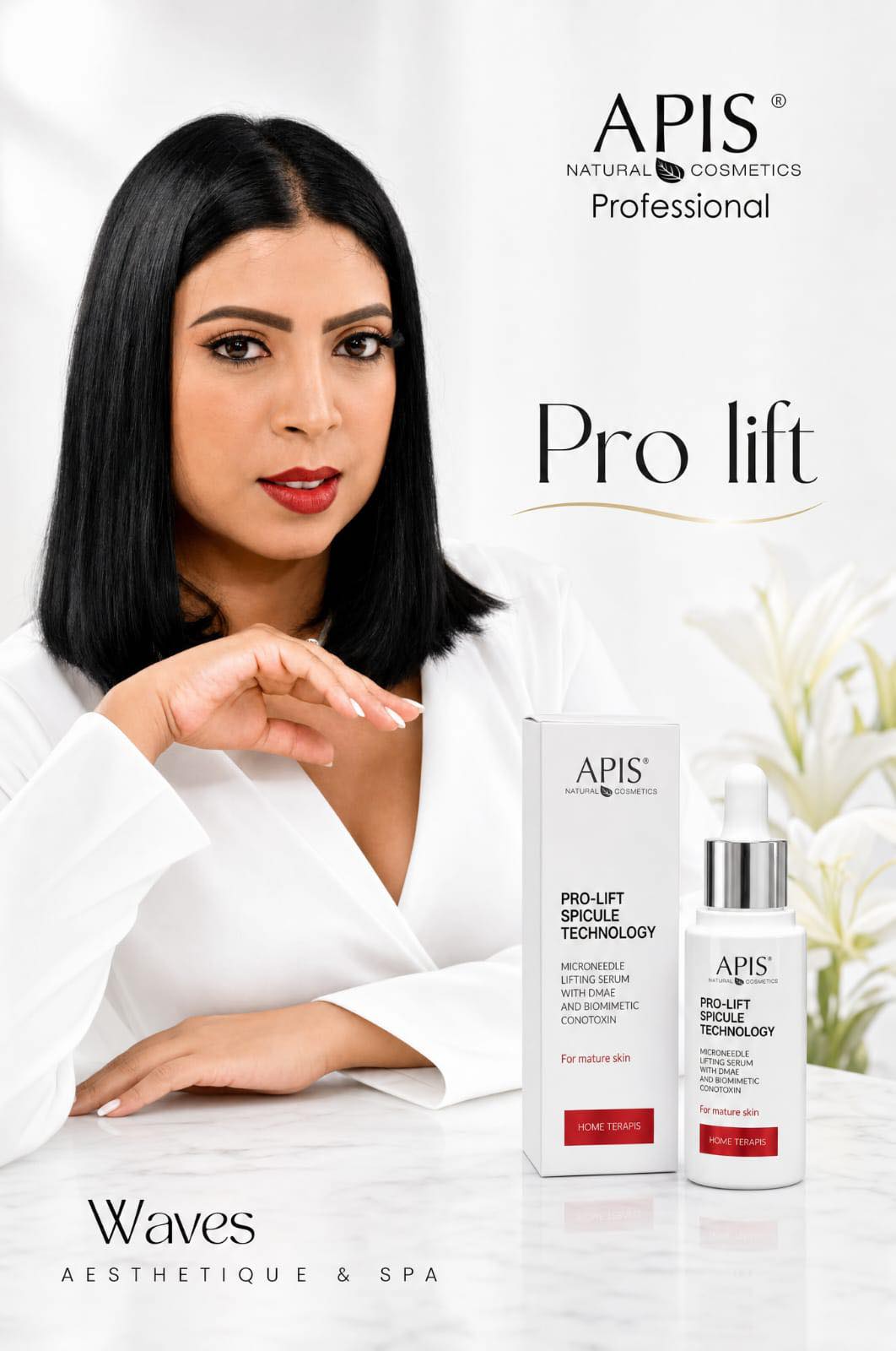 Waves Esthetique & Spa Ebene Facebook ad: Apis Pro-Lift Spicule Technology is an advanced anti-aging…