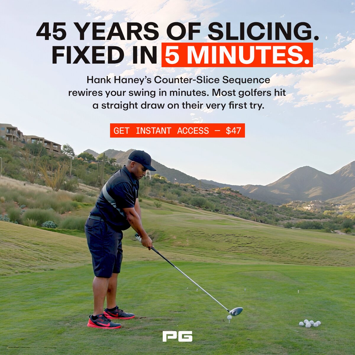 Hank Haney's One-Shot Slice Fix Facebook ad