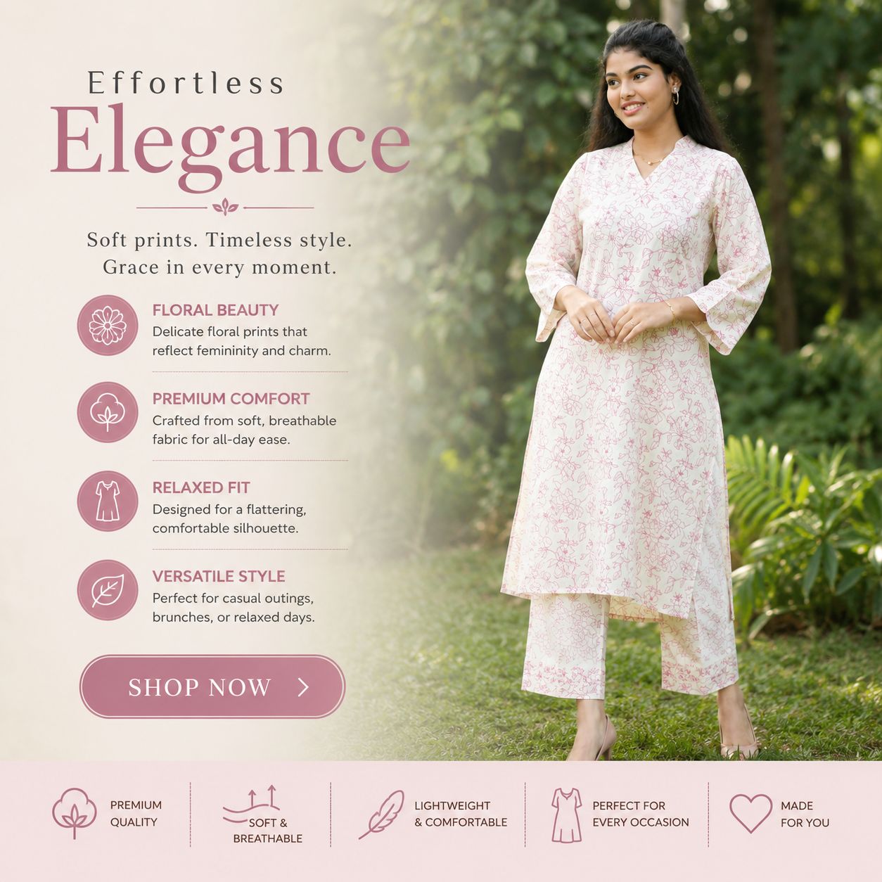 Nakshgeeth Facebook ad: Buy Jessica Cotton Kurta Pant Set
