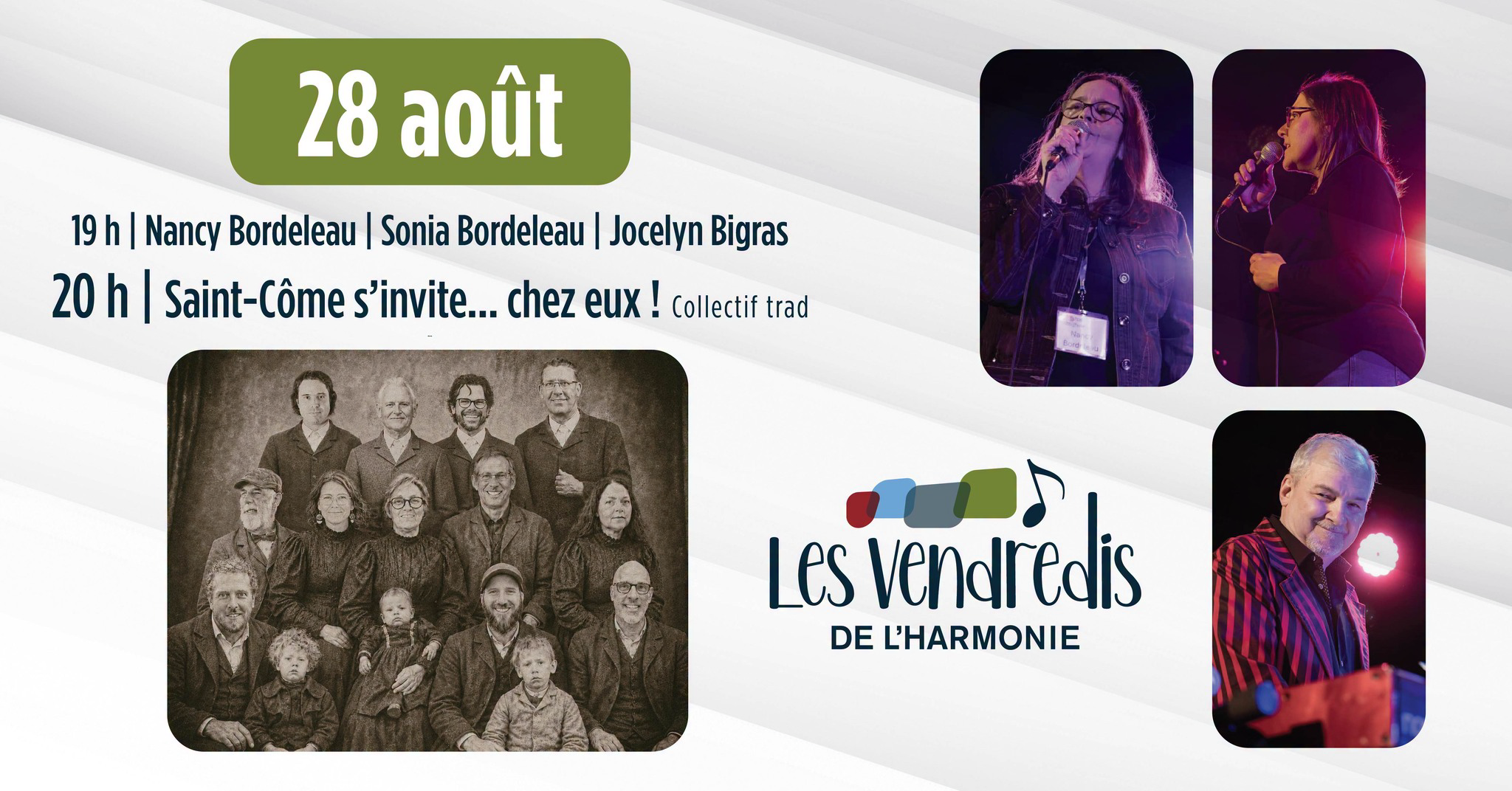 Municipalité de Saint-Côme Facebook ad: Les Vendredis de l'Harmonie - Saint-Côme s'invite chez eux!