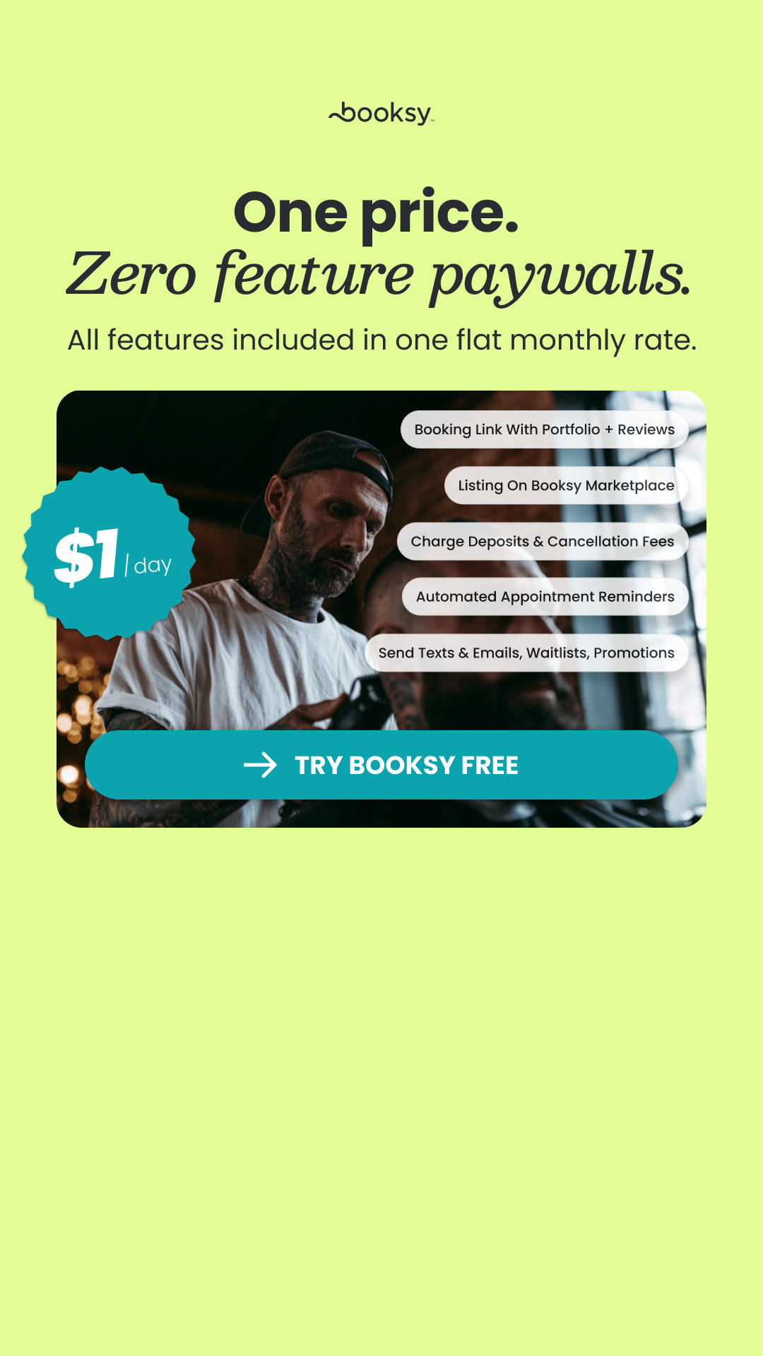 Booksy Facebook ad from Sep 5, 2026
