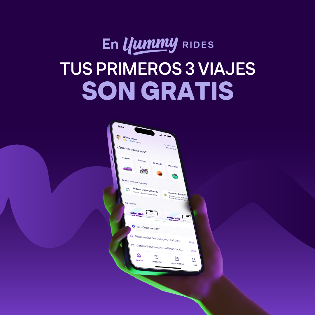 yummy.vzla Facebook ad: Tus primeros 3 viajes son GRATIS