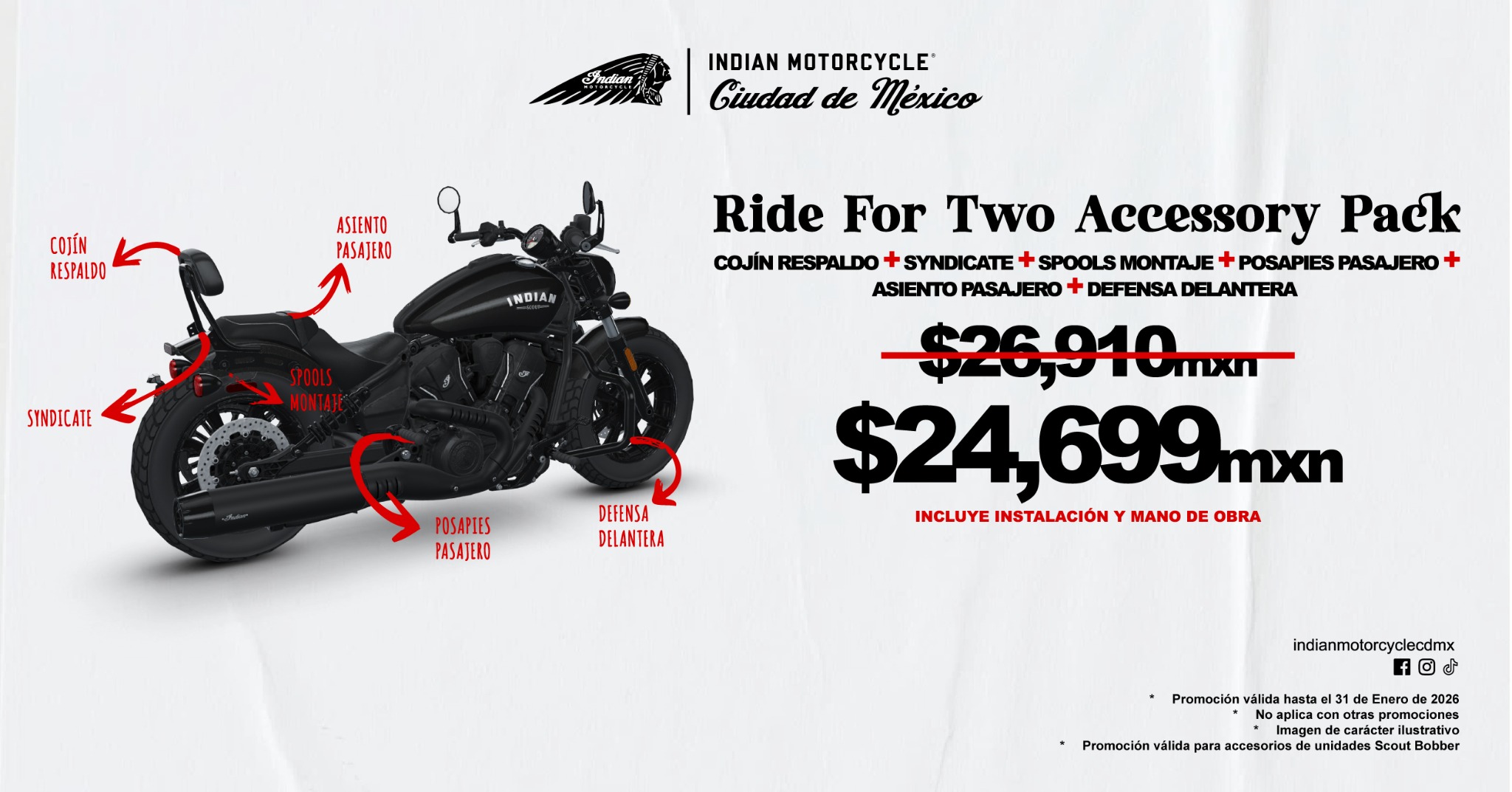 Indian Motorcycle Ciudad de México Facebook ad from Jan 3, 2026