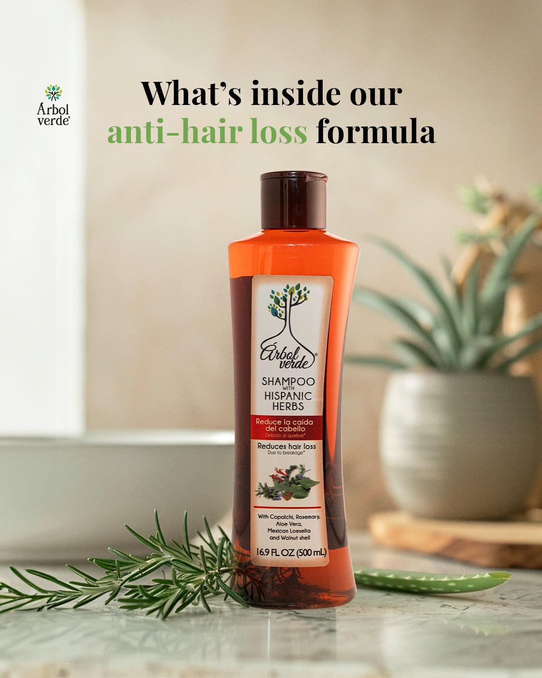 Árbol Verde USA Facebook ad: Healthy-looking hair starts at the root.