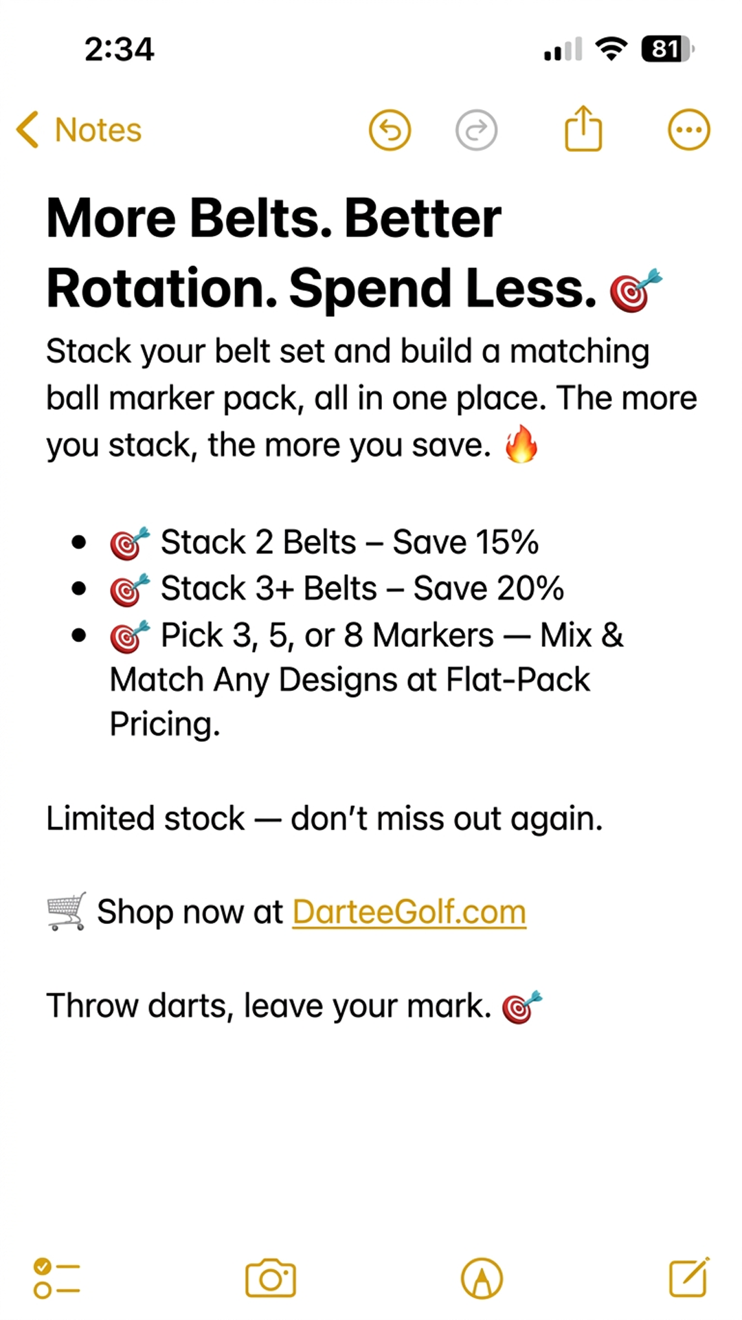 Dartee Golf Facebook ad