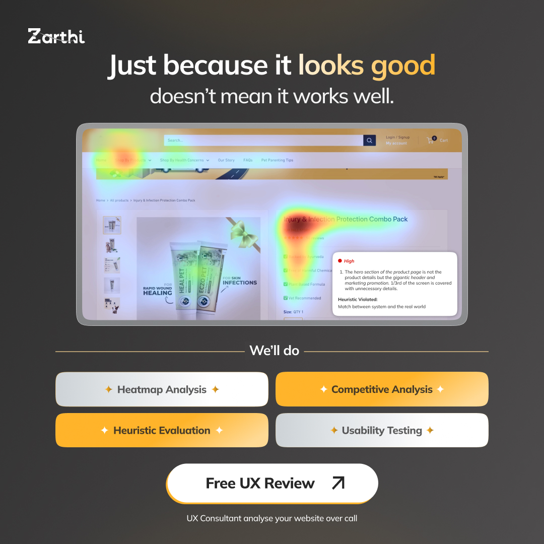 Zarthi Facebook ad: Traffic Isn't Your Problem. Your UX Is.