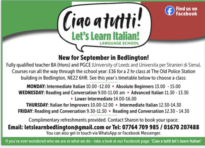 « Ciao a tutti let’s learn Italian» Facebook ad: September’s timetable is here!