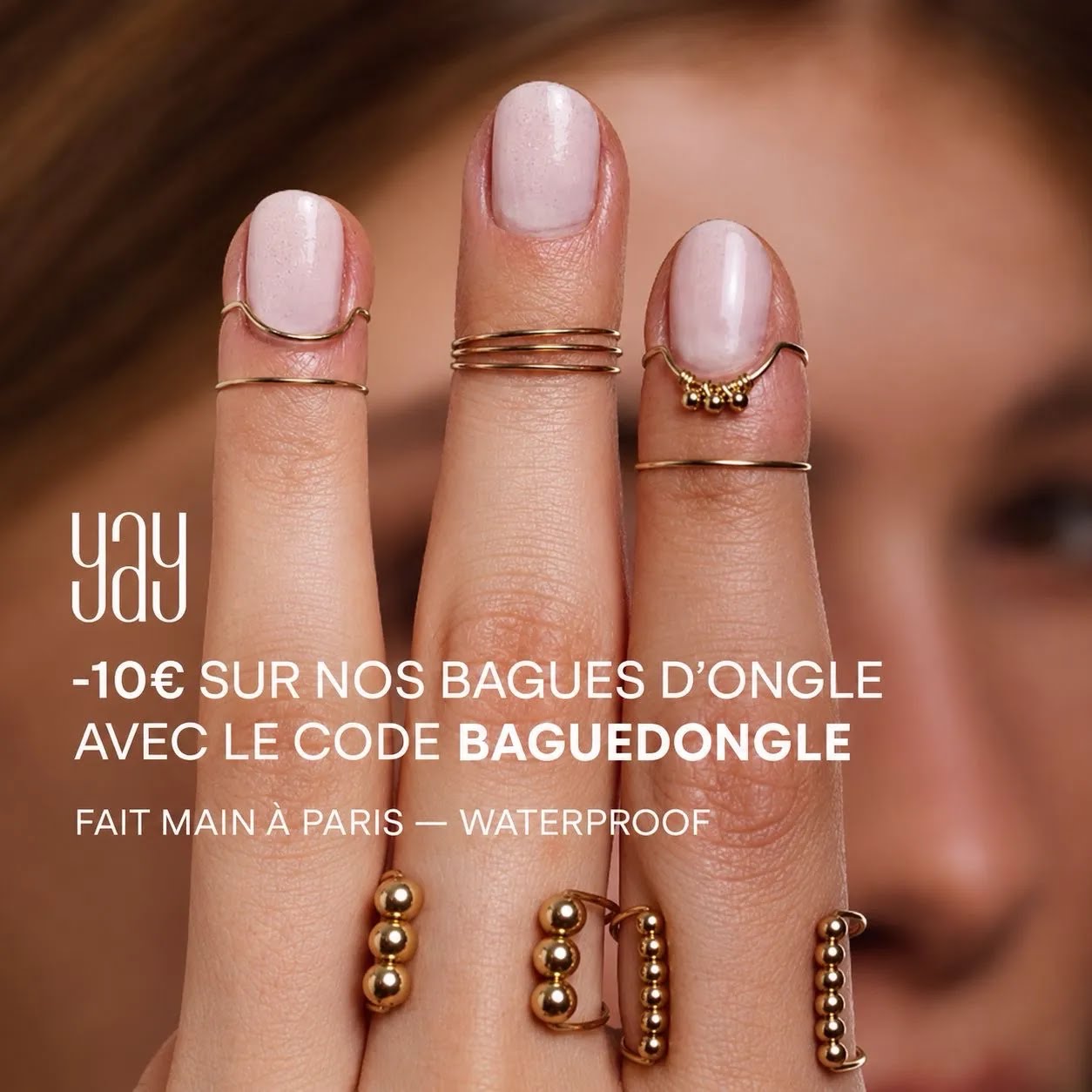 YAY.paris Facebook ad: -10€ avec le code BAGUEDONGLE