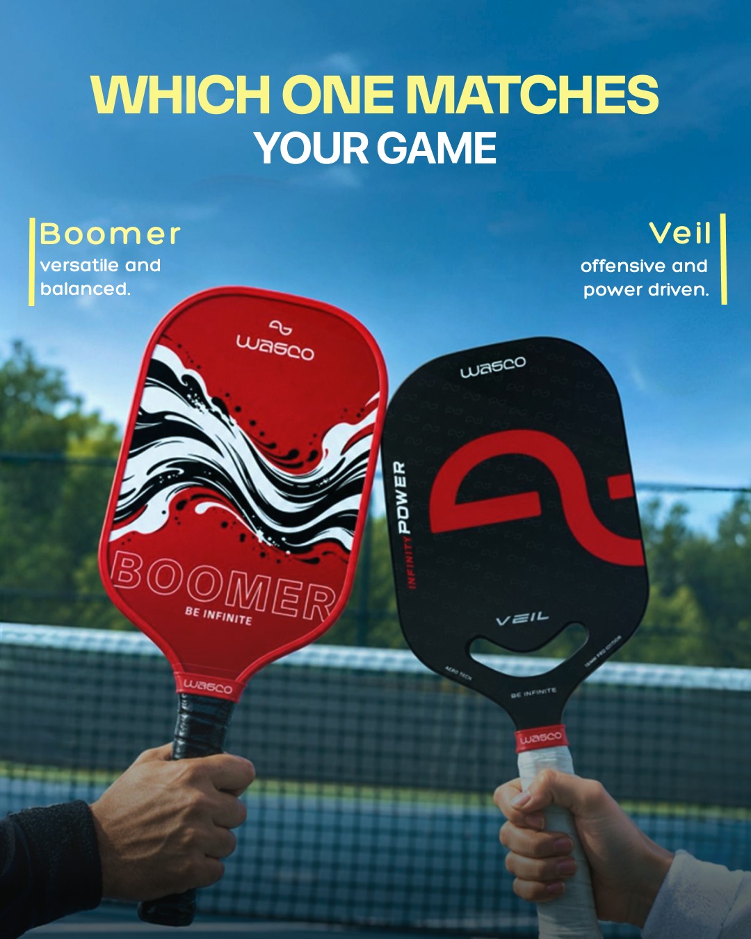 Wascosportsofficial Facebook ad: Two paddles. Two playing styles.