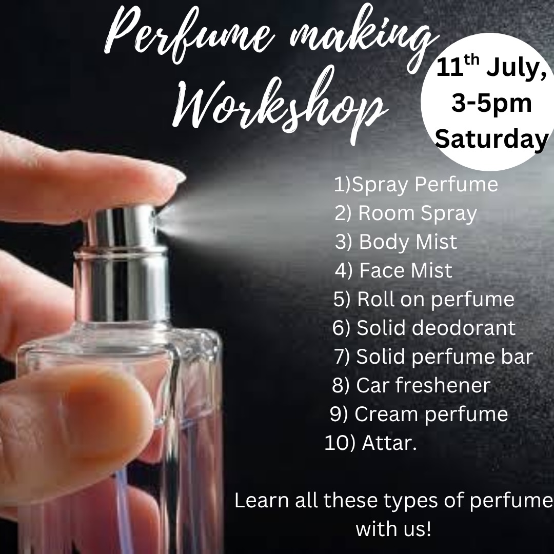 The skin book workshops Facebook ad: Perfume making live online workshops