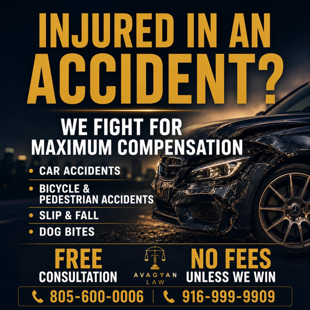 Avagyan Law Firm Inc. Facebook ad: Injured in an accident?