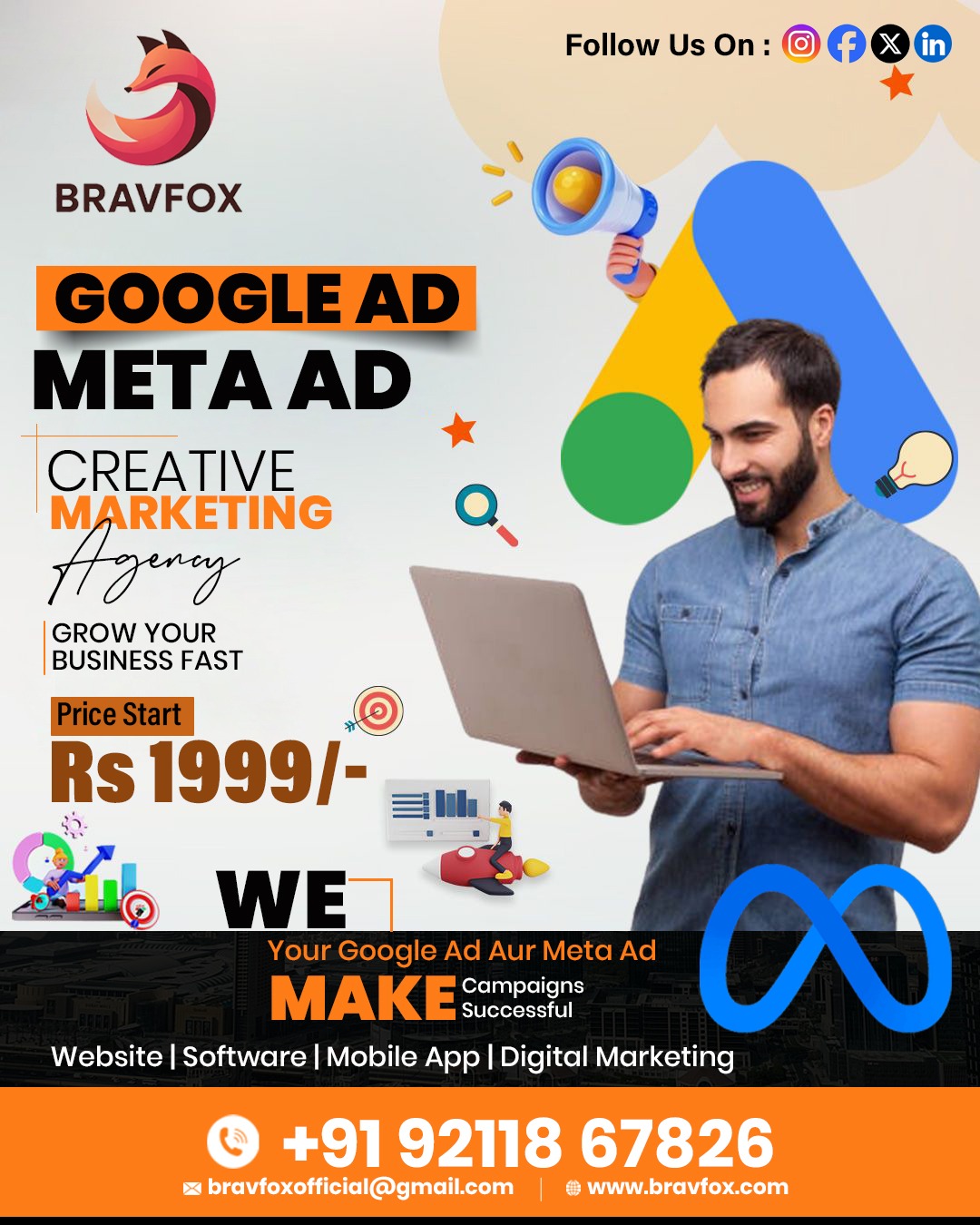 Brav fox Facebook ad: Google & Meta Ads Starting at Just ₹1,999