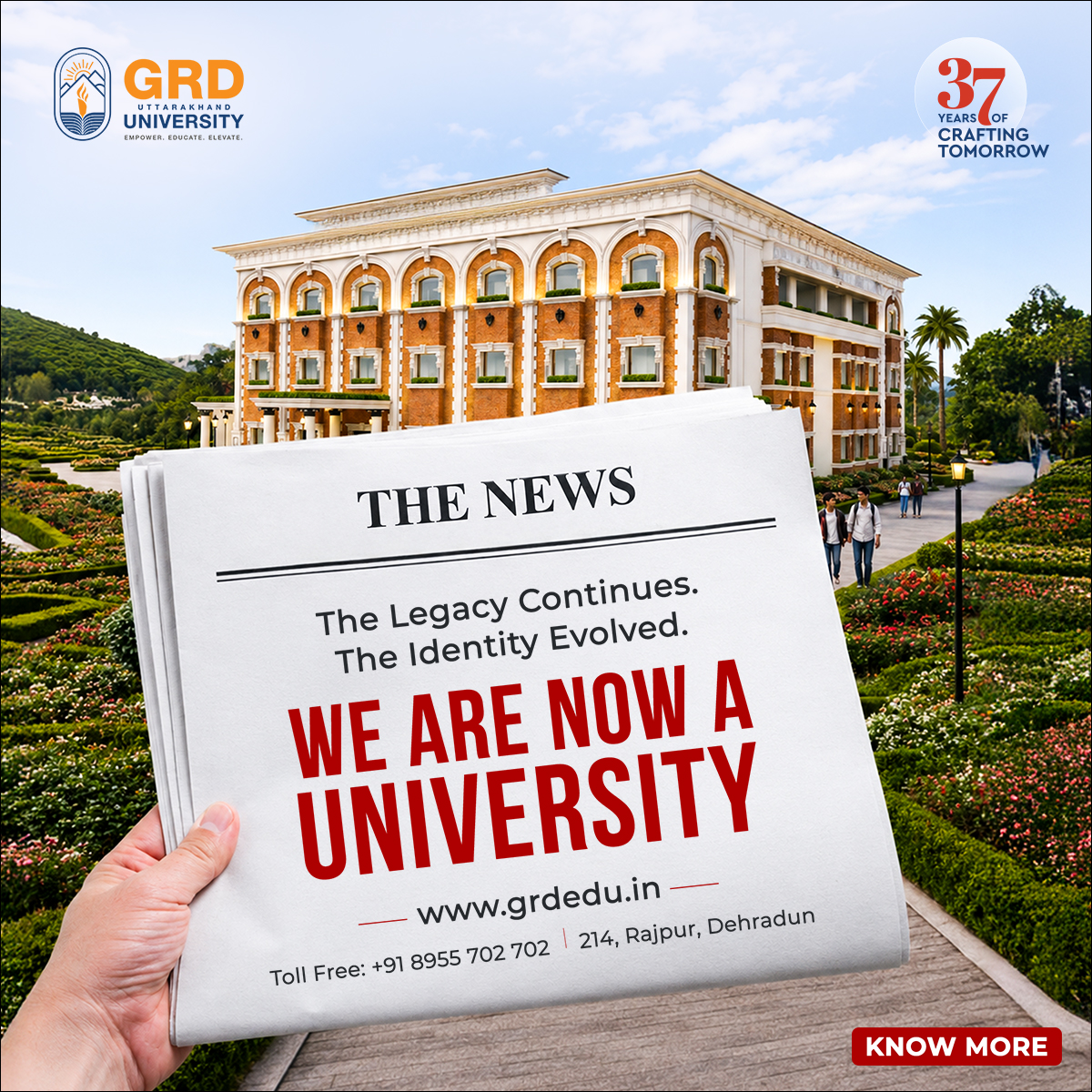GRD Institute Official Facebook ad: Admissions Open for 2026