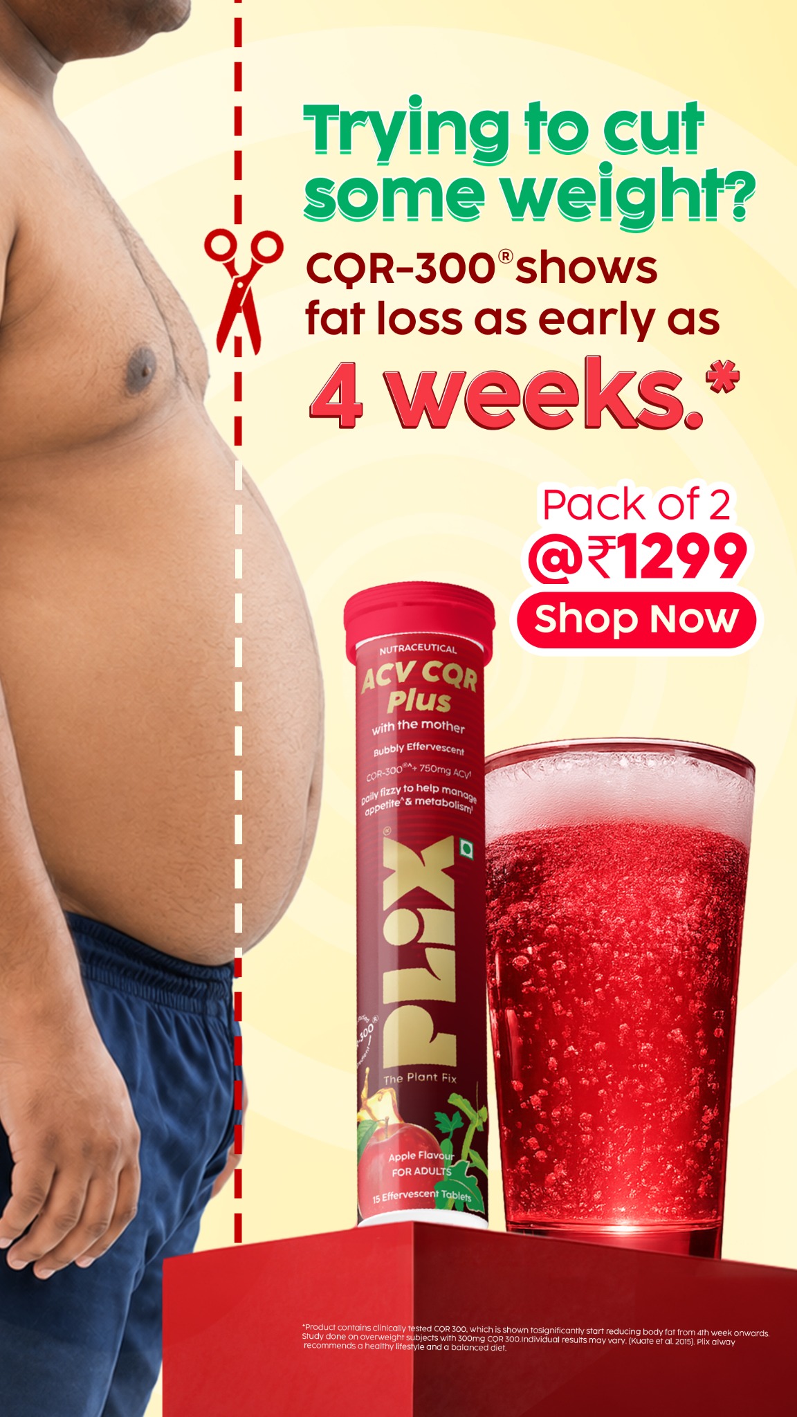 Plix Facebook ad: ACV CQR Plus Effervescent for Fat Reduction & Weight…