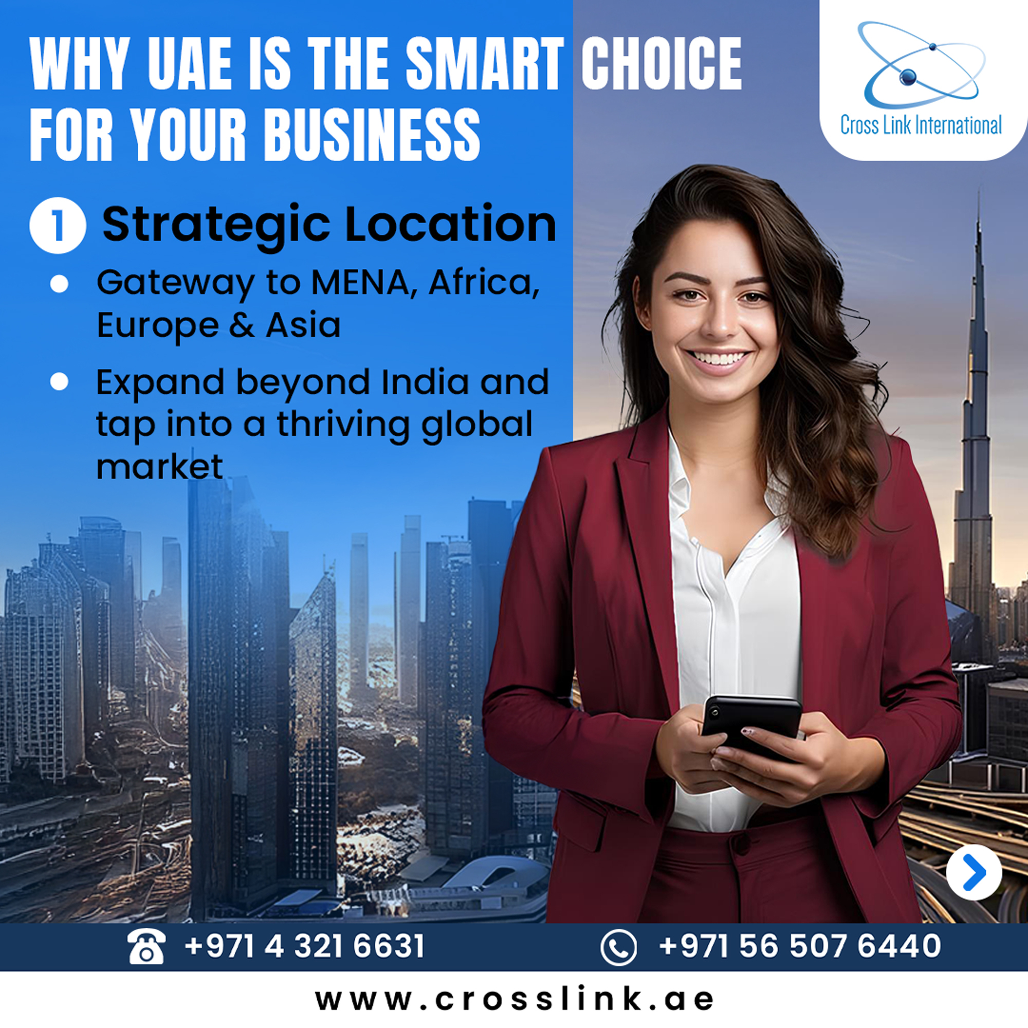 Cross Link International Facebook ad: Launch your dream business in the UAE with…