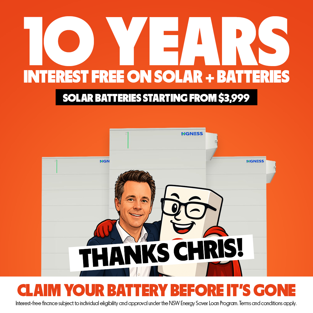 Aussie Solar Batteries Facebook ad: $15,000 Interest-Free for Solar + Batteries