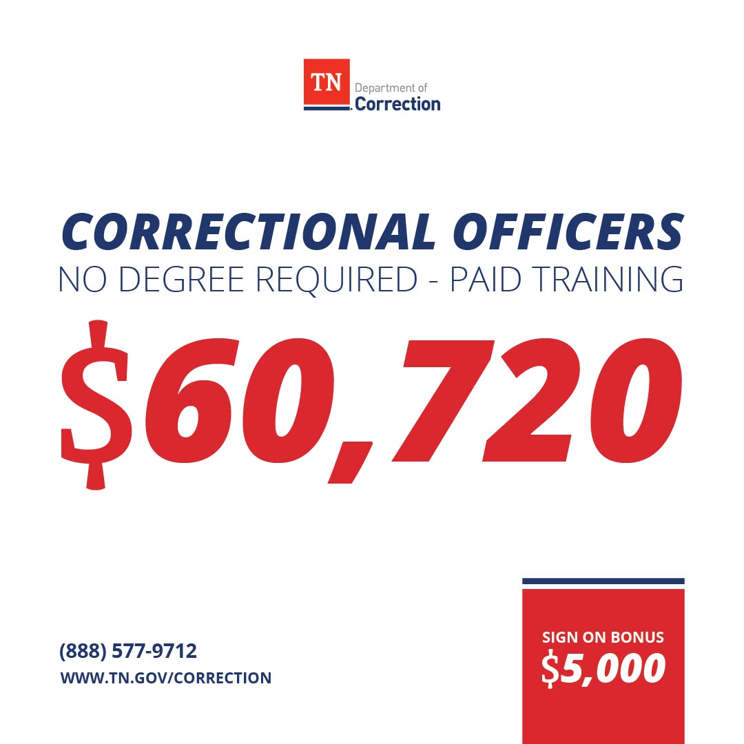 Tennessee Department of Correction Facebook ad: APPLY TODAY