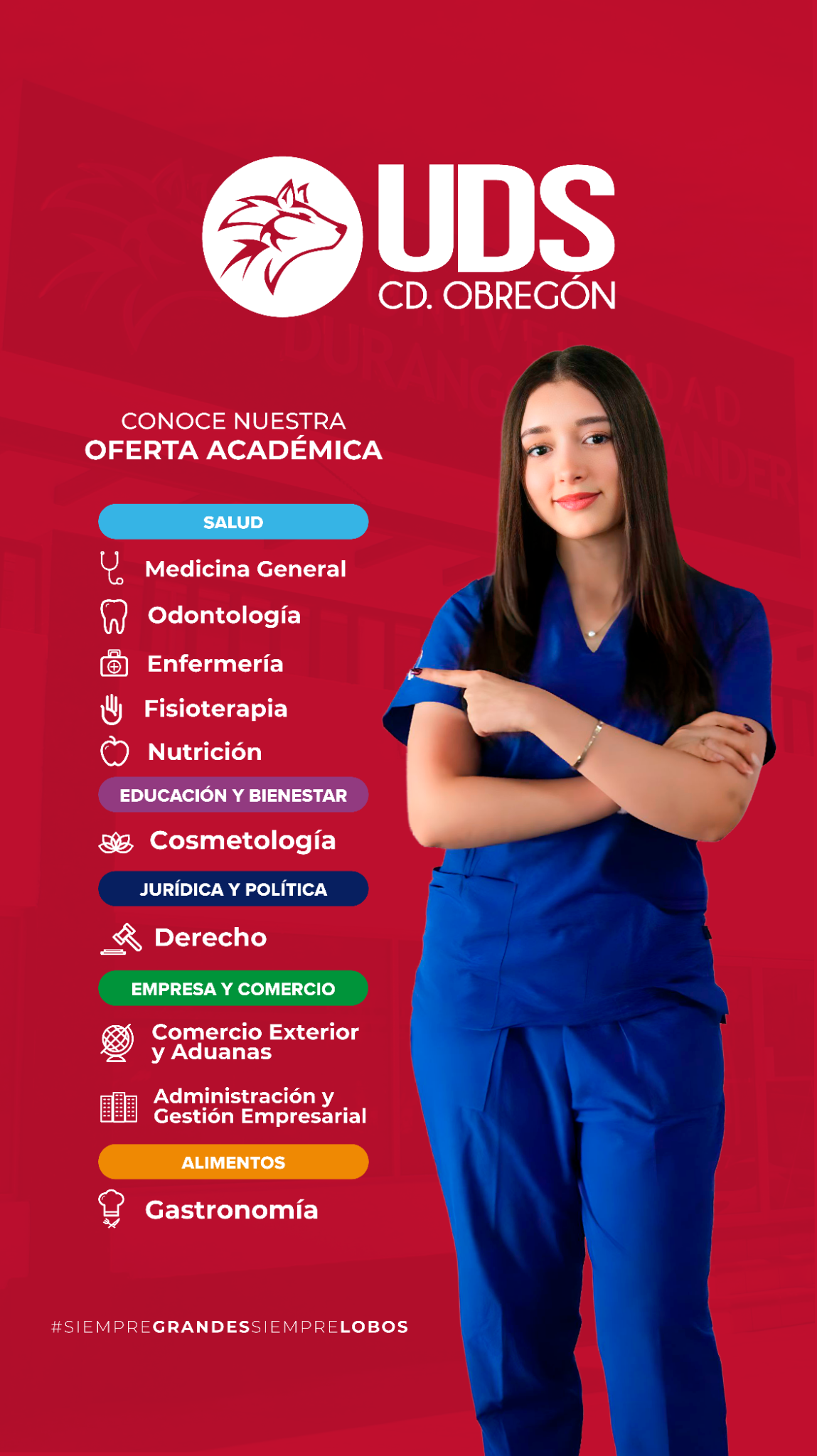 Universidad Durango Santander campus Obregón Facebook ad: Únete a la gran familia LOBOS