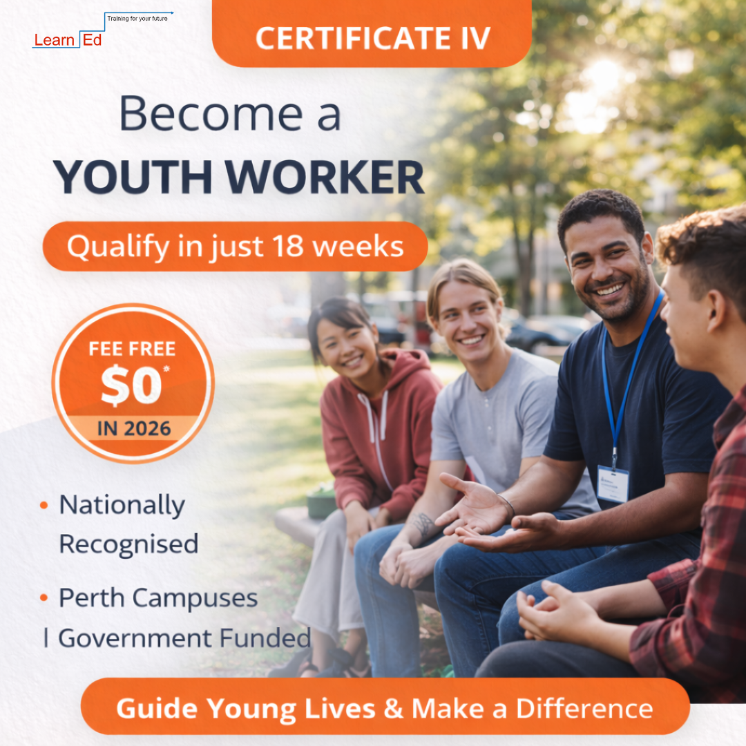 LearnEd Training Facebook ad: Become a Youth Worker, $0 Course