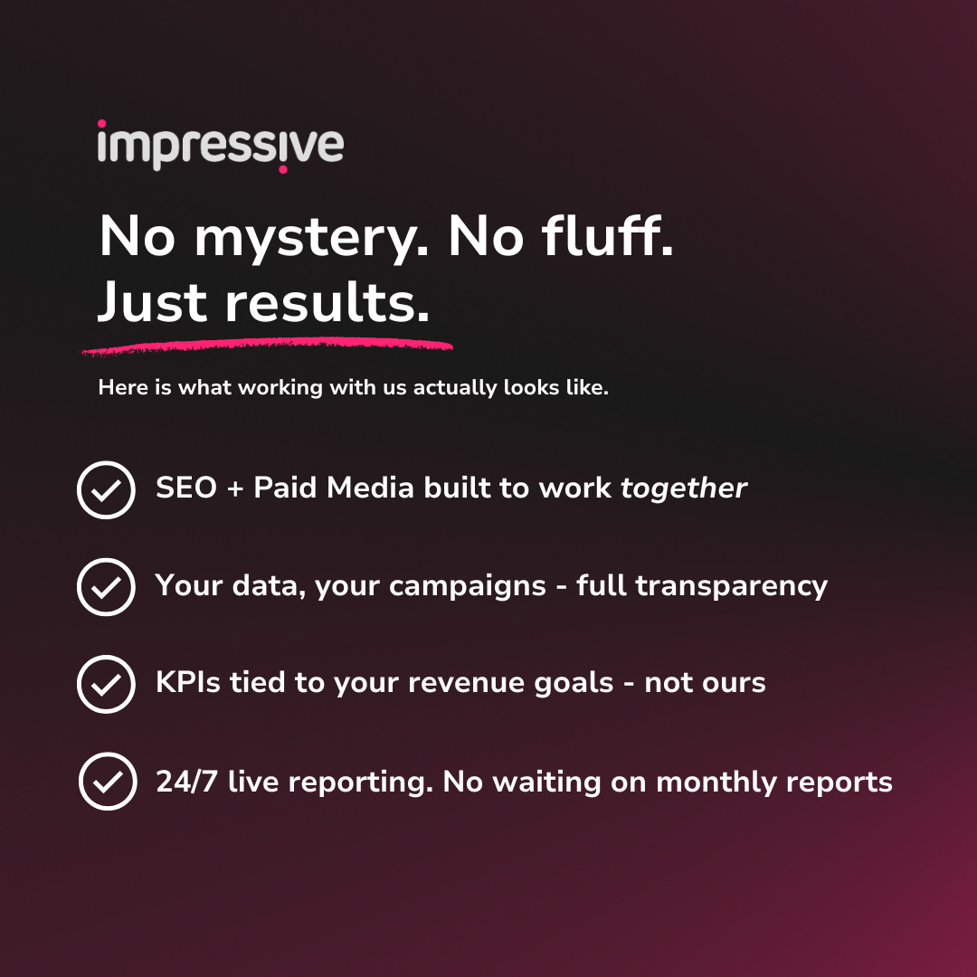 Impressive Facebook ad: No Mystery. No Fluff. Just Results.