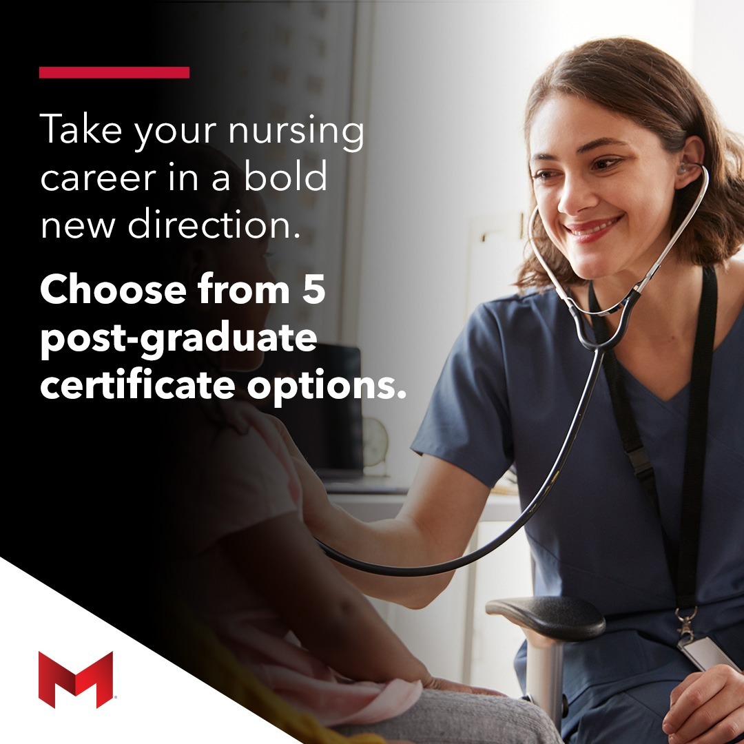 Maryville Nursing Online Facebook ad: Online FNP, PNP, AGPCNP, AGACNP, or PMHNP