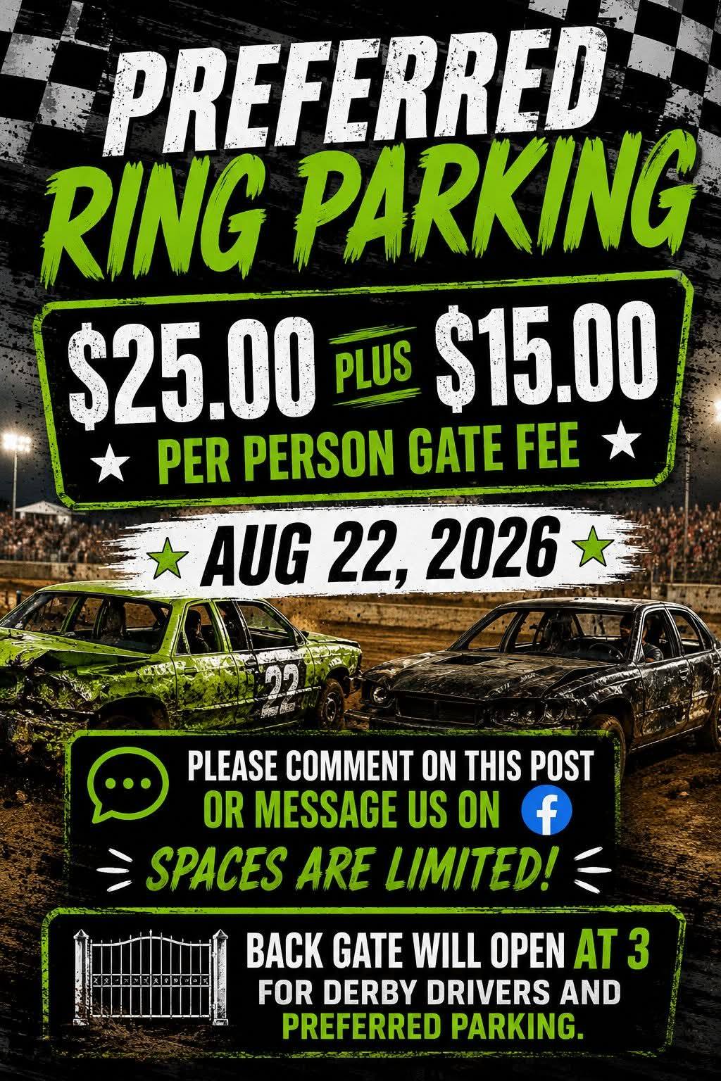 Estill County Fair Association Facebook ad: Join us at the Demolition Derby Aug 22nd.