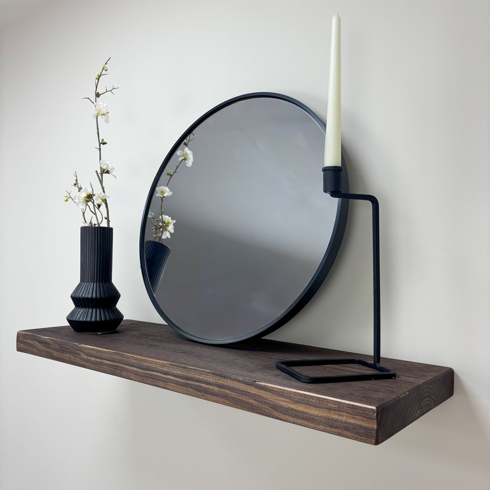 Funky Chunky Furniture Facebook ad: Handcrafted from solid wood, our shelves and mantels…